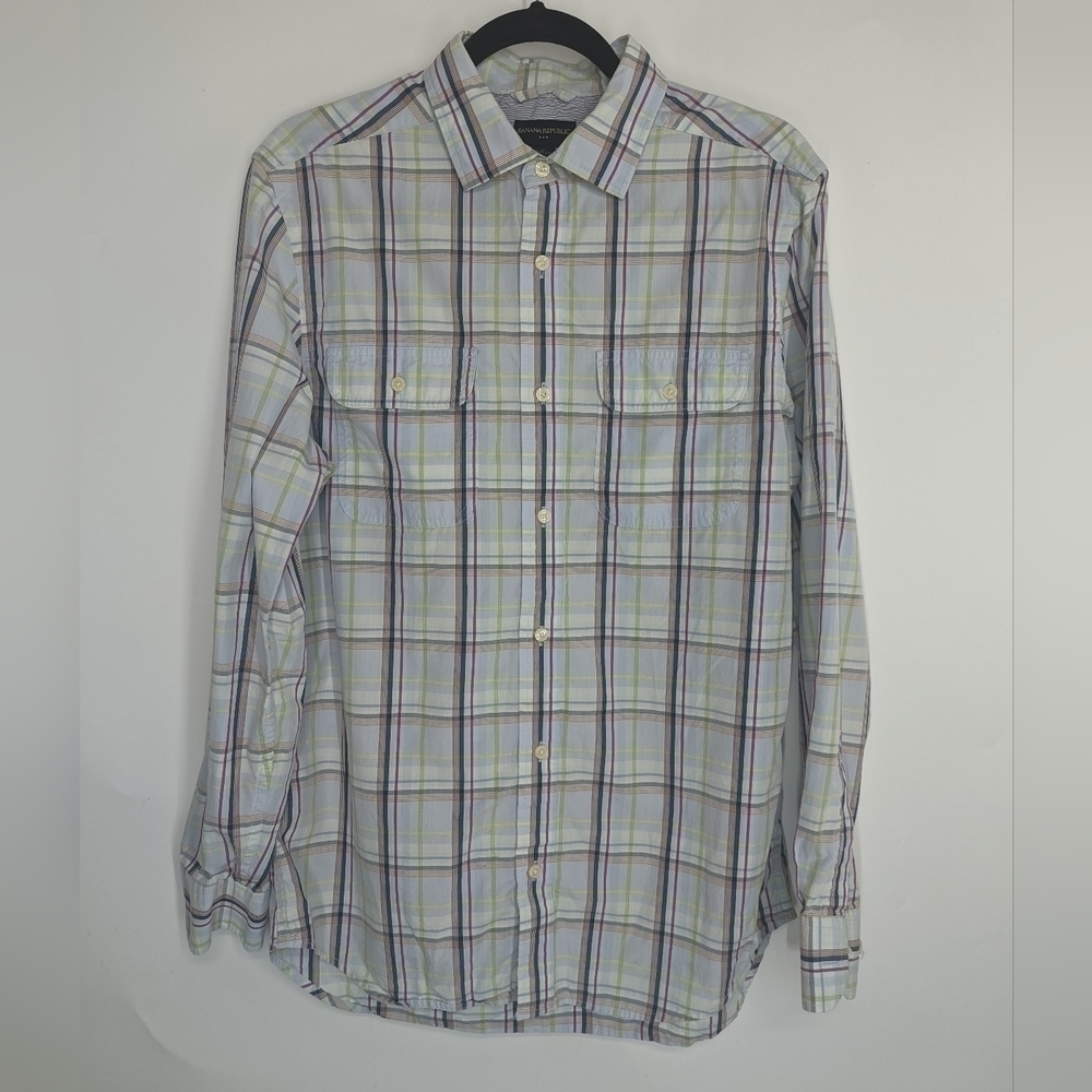 Men's BANANA REPUBLIC FACTORY Plaid Long Sleeve Button Down Shirt